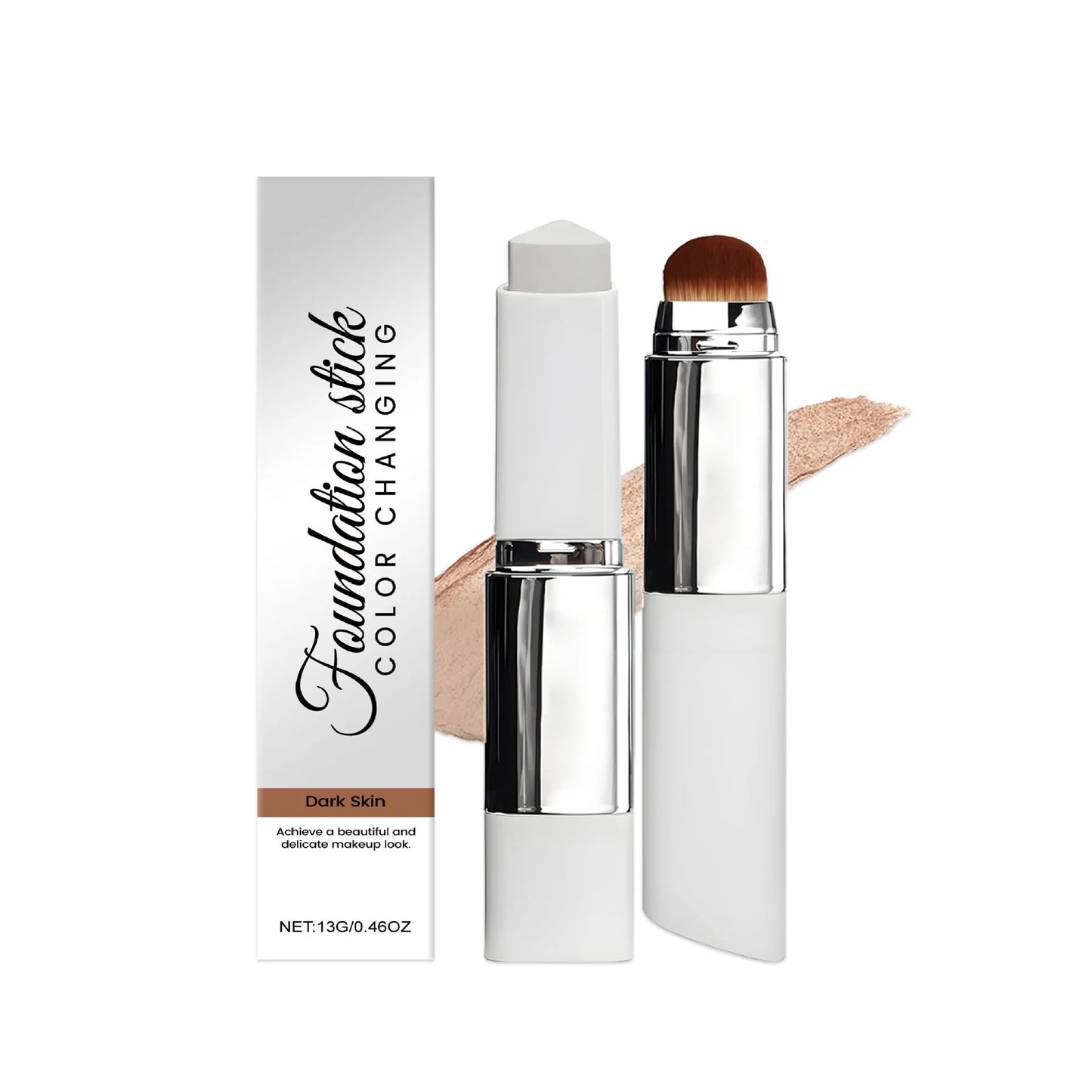 New 2-in-1 Color-Changing Foundation Stick Liquid Lightweight Moisturizing Brightening Foundation Color Changing For All Skin
