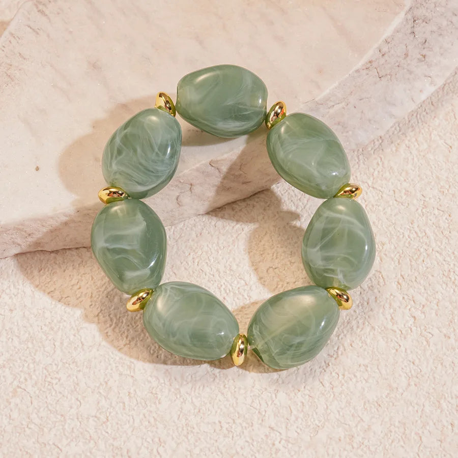 Acrylic Irregular Square Round Beaded Bracelet Bangle for Women Imitation Stone Chain Bracelet Hand Accessories Couple Gifts K