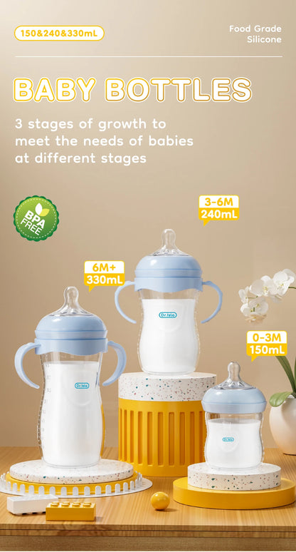 Baby PP Bottle 150/240/330ML Newborn Baby Bottle with Handle Milk Bottle Feeding Baby Bottles Newborn Feeding Supplies BPA-FREE