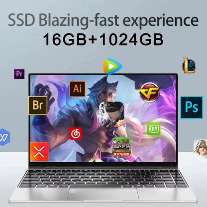 14.1" Gaming Laptop Intel Core I9-9900 32GB+2TB Windows 11 1920x1080 HD Backlit Keyboard Ultra Slim Notebook Computer Office PC