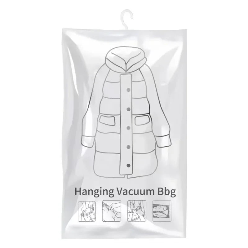 Hanging Vacuum Storage Bags Space Saver Bags Vacuum Seal Storage Bag for Suits Dress Coats Jackets Closet Organizer and Storage