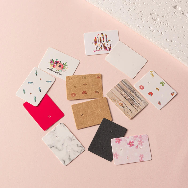 50/100Pcs 5x4cm Earring Cards Cardboard Labels DIY Jewelry Display Stand Holder Small Businesses Selling Packaging Supplies