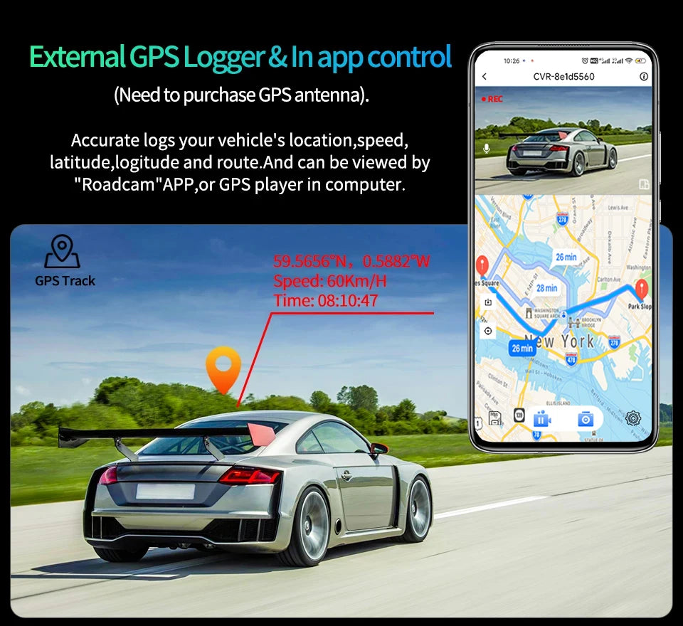 4K HD Car DVR Touch Screen Carplay & Android Auto Dash Cam Night Vision Video Recorder Driving Recorder