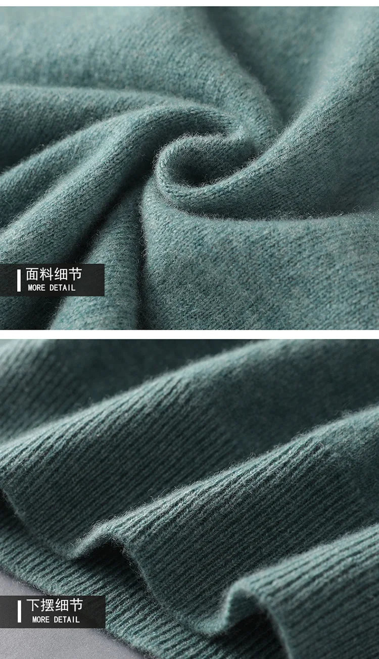 Classic Solid Color Men's O-neck Sweater Autumn Winter 100% Merino Wool Knitted Pullover Long Sleeve Warm Loose Casual Men Tops