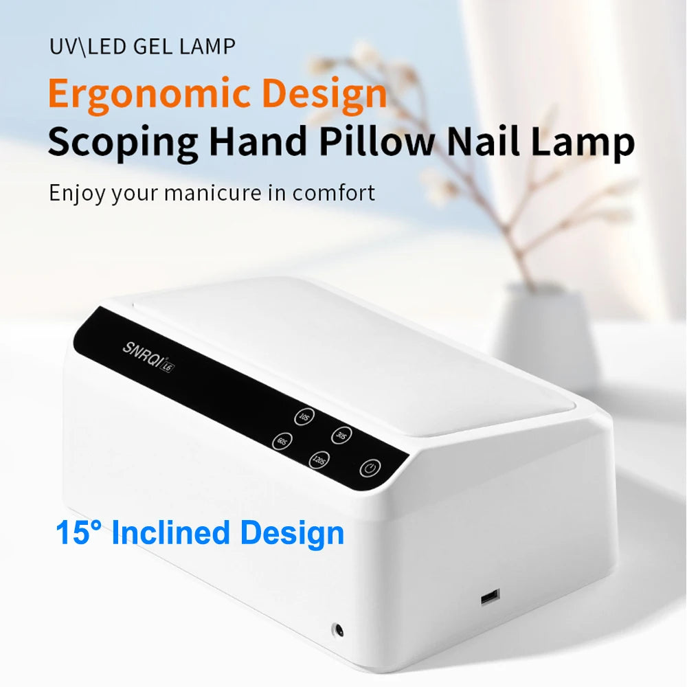72W Slope Pillow Nail Lamp 66 Beads UV LED Lamp Mirror Base Design Cure All Gels Nail Lamp for Manicure with Free Hand Pillow