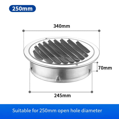 1pcs 70-300mm Round Stainless Steel Air Vent Grille Insect Protection Home Exterior Wall Ducting Ventilation Tool