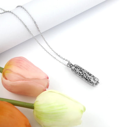 Cylinder Urn Necklace for Ashes Tree of Life Cremation Jewelry Hollow Cylinder Vial Pendant Necklace Memorail Ashes Lockets