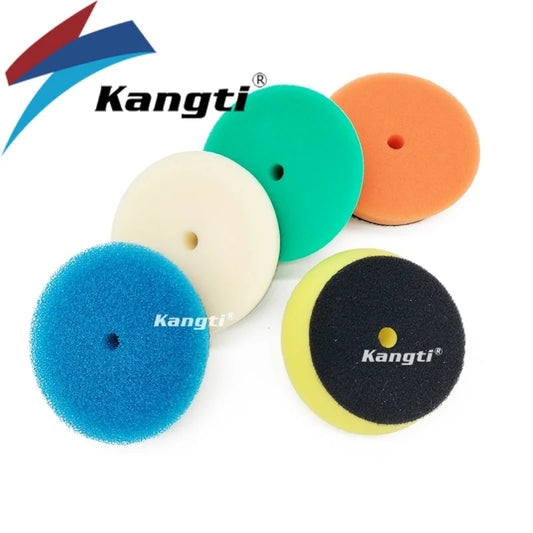 Kangti Car Polishing Pad Kit 3 Inch Self-Adhesive Buffing Wheel Car Detailing Waxing Sponge Pads Auto Care Cleaning Tool