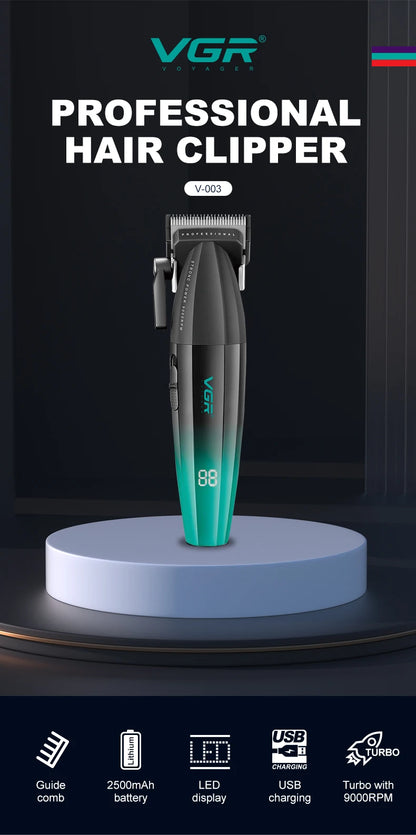 VGR Hair Clipper Cordless Hair Trimmer Professional Hair Cutting Machine Electric 9000 Rpm Haircut Clipper for Men V-003 V-906