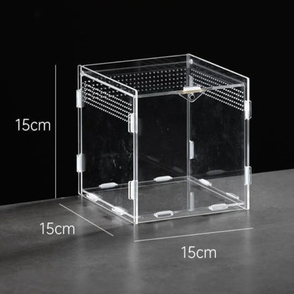 New Acrylic Reptile Habitat Anti-Escape Clear Spider Feeding Case Multiple Size Arboreal Small Pet Cage for Chameleon Clear