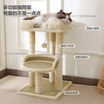Grey Cat Tree Tower for Indoor Cats with Scratching Posts Big Hammock And Removable Top Perch 2 Styles Cat Activity Center