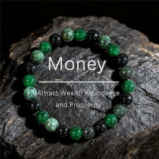 Fashionable 8mm Green Beaded Bracelet - Handmade Elastic Rope Bracelet - The Best Gift to Give