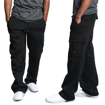 Men's  Cargo Pants Loose Drawstring Sweatpants with Pockets Sports Straight Trousers Jogging Long Pants Hip Hop Streetwear