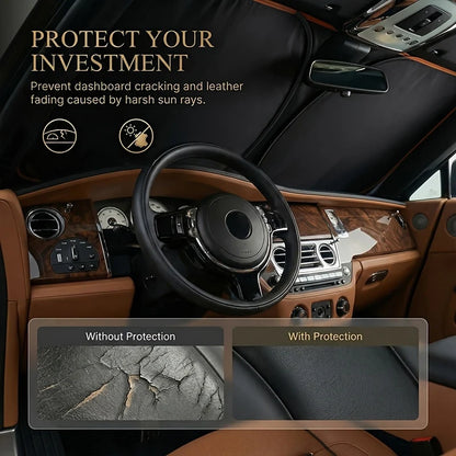 New Car Windshield Sun Shade Cover Front Window Sun Visor Protection Foldable Car Curtains for Summer Cooling UV Refletive