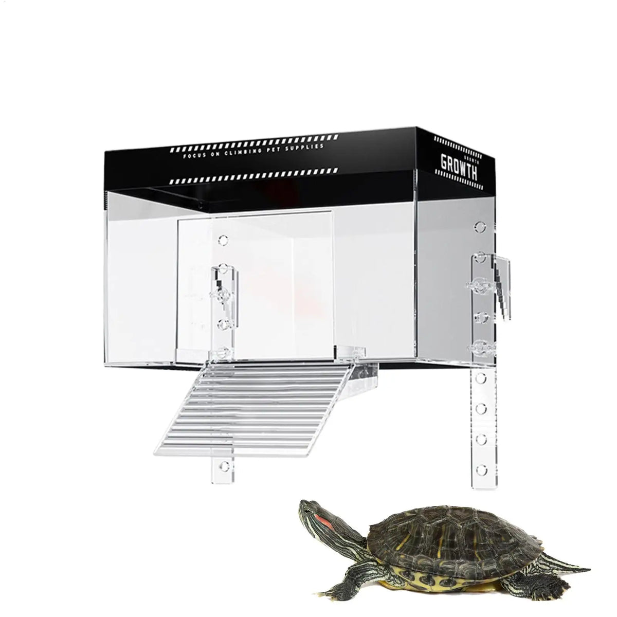 Over Tank Turtle Basking Land Pet Turtle Tank Basking Dock with Lid Reptile Resting Land Aquatic Turtle Basking Platform