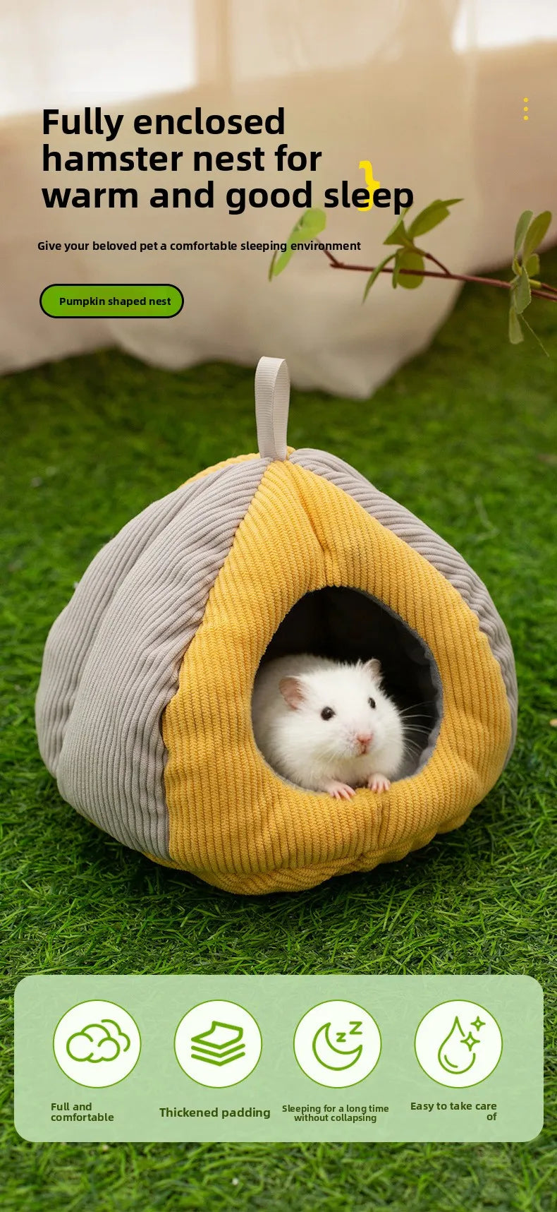 Small Pet Winter Warm Nest Rabbit Fleece Hamster House Gerbil Hideout Plush Mouse Sleeping Cave for Hamsters Mice