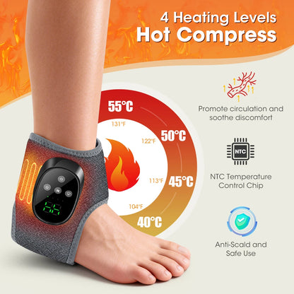 Cordless Electric Ankle Guard 4-Level Heated Vibration Massager Hot Compress Ankle Brace for Left And Right Foot