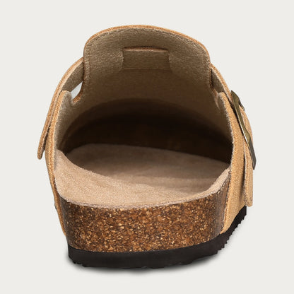 Shevalues Men's Suede Clogs Soft Leather Mules Men New Summer Men Cork Sandals Comfort Slip On Unisex Clogs With Arch Support