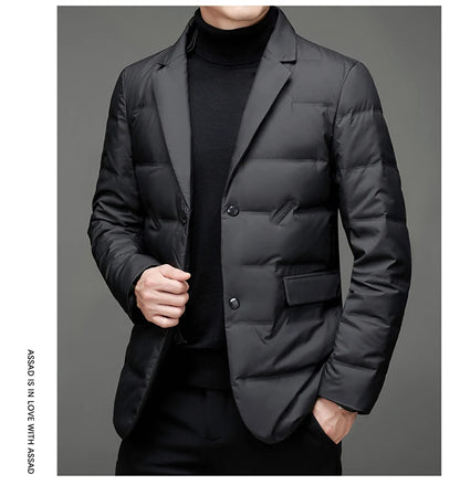 Winter New Style 90 White Duck Down Men's High-End Quality Scarf Collar Casual Suit Jacket