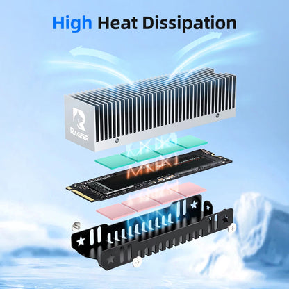 RAGEER M.2 SSD Cooler, Heavy Duty Aluminum Convection Heat Sink, NVME NGFF Cooler, Passive Heat Sink with 38 Fins - FrostBlade 1