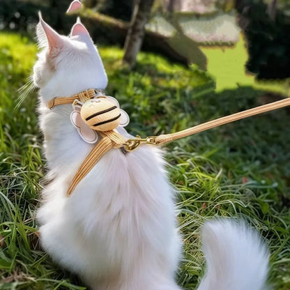 Pet Supplies Cartoon Bee Cat Harness Adjustable Breast Back Harness Dog Harness Portable Leash Set Pet Walking