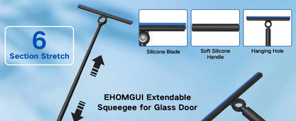 EHOMGUI Telescopic Shower Squeegee for Glass Door Wiper Scraper Cleaner Bathroom Mirror Wiper Scraper Glass Cleaning