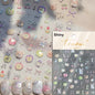 5D Cute Rabbit Love Heart Peach Blossom Flower Yellow Nail Art Stickers Bowknot DIY Self Adhesive Rhinestone Manicure Decals