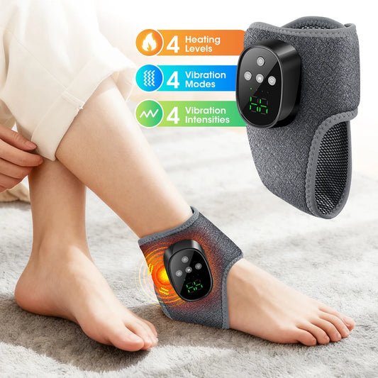 Cordless Electric Ankle Guard 4-Level Heated Vibration Massager Hot Compress Ankle Brace for Left And Right Foot
