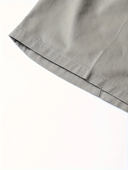 Cotton Cargo Shorts Men's Lightweight Breathable Solid Color Drawstring Waist with Zipper Pockets Casual Summer Short Pants
