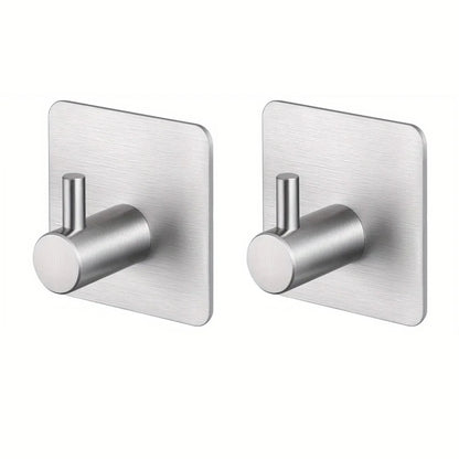 4pcs Self-Adhesive Towel Hooks 304 Stainless Steel Stick-On Wall Hooks For Home Coat Robe Bathroom Organization Accessories