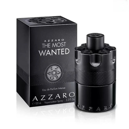Azzaro The Most Wanted 100ml Eau de Parfum Intense - Woody & Seductive Mens Cologne - Fougère, Ambery & Spicy Fragrance for Date Night - Lasting Wear - Luxury Perfumes for Men, Wooden base, long-lasting fragrance, black Hard