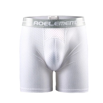 Men's Extra Long Sports Underwear Boxer Running Anti-Wear Legs Large Size Ice Silk Loose 100kg Fat Guy Four Corners