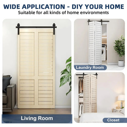 Heavy Duty Bi-Folding Sliding Barn Door Hardware Kit Quiet Side-Mounted Roller – 2/4 Bifold Doors For Closet Laundry Bedroom