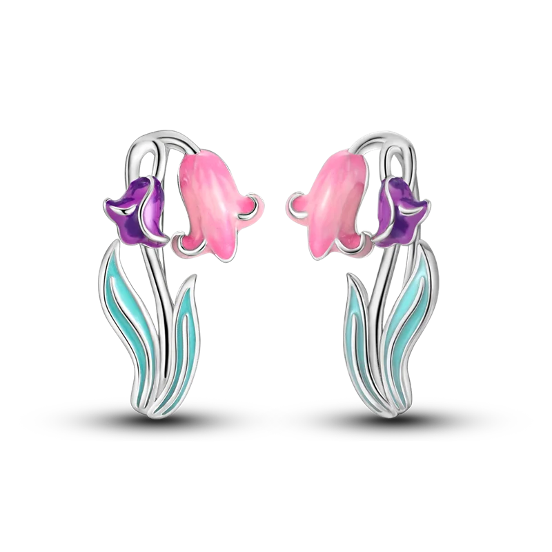925 Sterling Silver Earrings Jewelry Hoop Flower Ear Studs Campanula Sparkling Pave Earring Wedding Gift For Women Anniversary