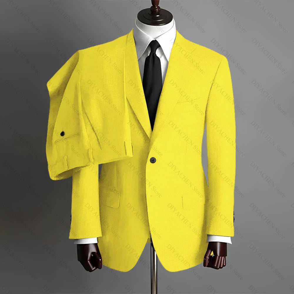 Fashion Gray Men Suits High-end Single Breasted Wedding Tuxedo Business Casual Office Male Suit Slim 2 Piece (Blazer+Pants)