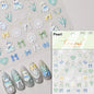 5D Cute Rabbit Love Heart Peach Blossom Flower Yellow Nail Art Stickers Bowknot DIY Self Adhesive Rhinestone Manicure Decals