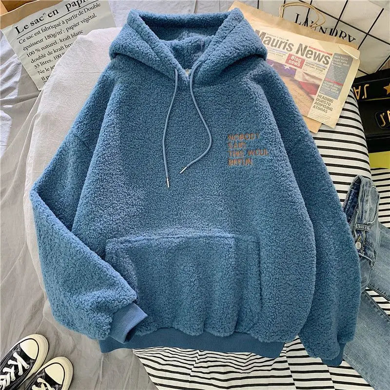 Fleece Children's Sweatshirts 2024 Girls Autumn Winter Padded Thickened Lamb's wool Hooded Hoodies New Kids Casual Clothing