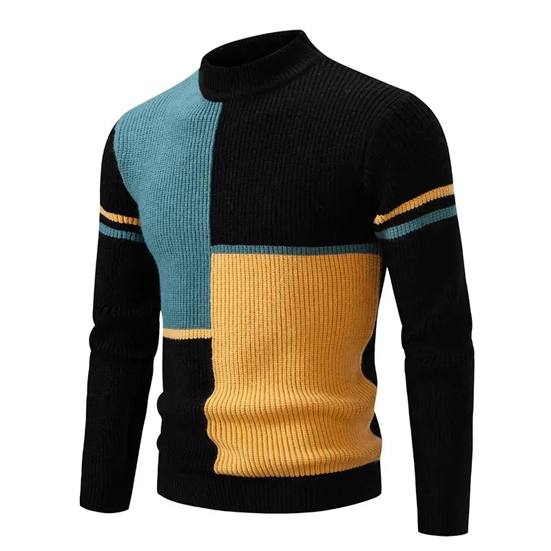 New Autumn and Winter Casual Warm Neck Sweater Knit Pullover Tops  Man Clothes