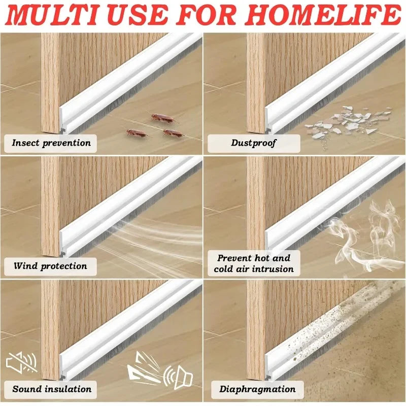Door Sealing Strip Self-adhesive Door Bottom Gap Filling Sealing Strips Insect Proof Brush Strip Windproof Soundproof Door Tape