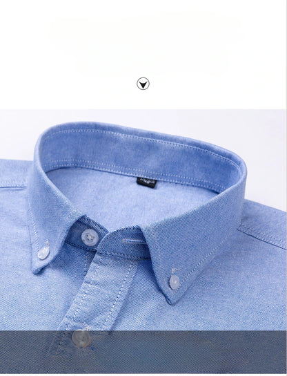 Large Size Full Men's Shirts 100% Pure Cotton Oxford Business Casual Shirt Soft Slim Fit Formal Plain Shirt Long Sleeve Clothes