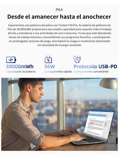 Teclast F16Pro Laptop 15.6 Inches, Backlit Keyboard, for Intel N95, 16Gb Ram 512Gb Rom, 1920X1200 Fhd Ips, Compatible with Mini-Hdmi