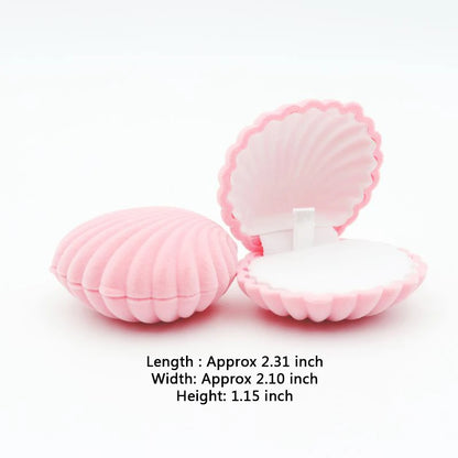 1pcs 5Colors Pink Shell Lovely Velvet Wedding Engagement Ring Box For Earrings Necklace Bracelet Jewelry Display Gift Box Holder