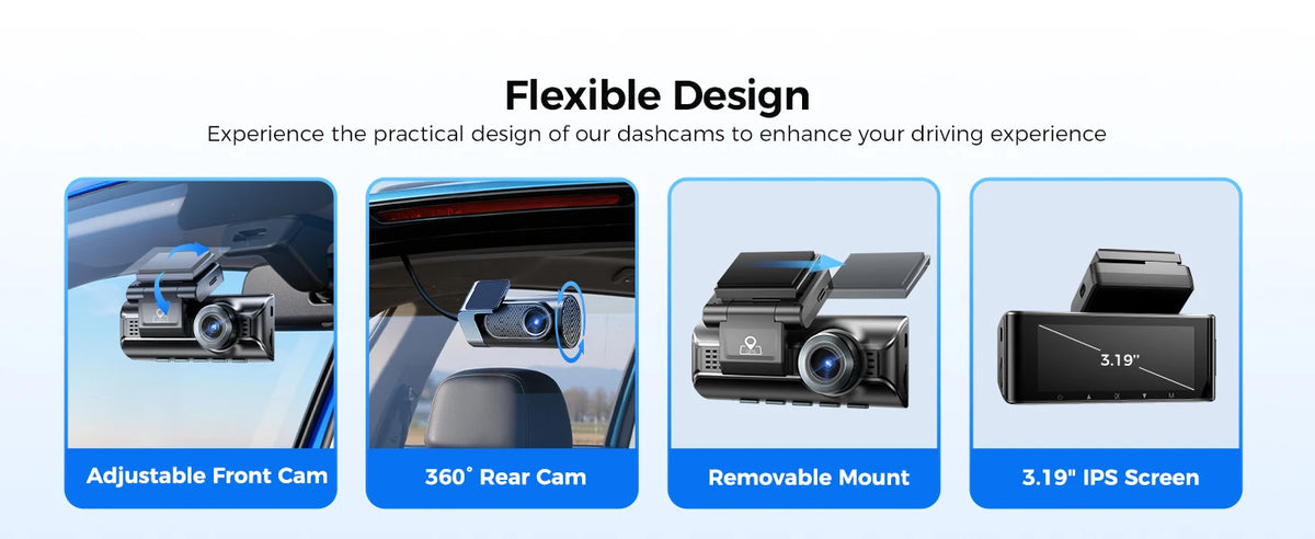 AZDOME M550 Pro 5.8Ghz WiFi 2/3 Channel Dash Cam 4K+2.5K Built-in GPS 3.19" IPS Screen Car DVR IR Night Vision 24H Parking Mode