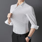 High Elastic Seamless Shirts Men Long Sleeve Muscle Sports Shirt European Size No Ironing Business Professional Workwear Causal