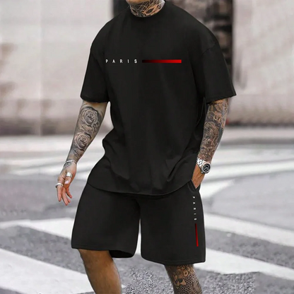 Men's 3D casual T-shirt suit plus size sportswear multifunctional casual suit summer  shorts  outdoor T-shirt shorts