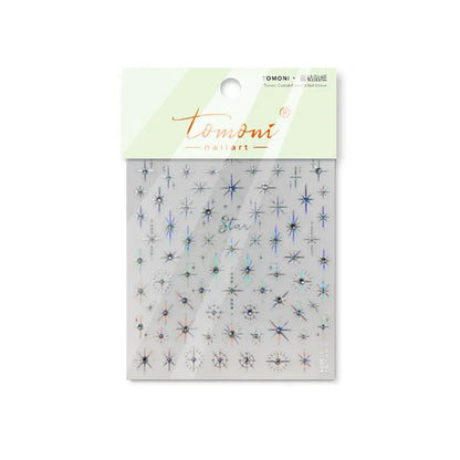 Gold Silver Starlight Laser Pink Colorful Glitter Star Bronzing Rhinestones Relief Nail Art Decorations Stickers Manicure Decals