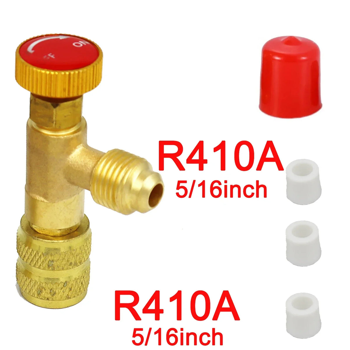 Air Conditioning Refrigerant Safety Valve R410A R22 1/4" 5/16" Refrigeration Charging Safety Liquid Adapter Hand Tool Parts