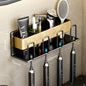 Wall Mounted Toothbrush Holder Aluminium Alloy Toothpaste Rack Bathroom Household Space Saving No Punching Bathroom Accessories