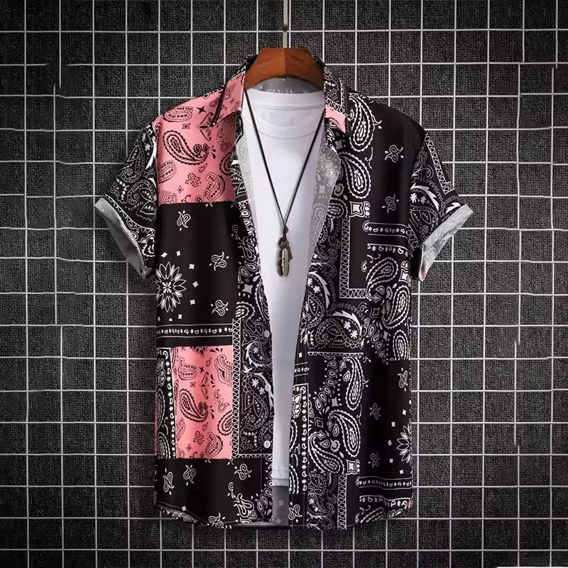 New Hawaii Spring/Summer Fashion Leisure Street Walk Tourist Beach Printed Full Open Short Sleeve Button Shirt