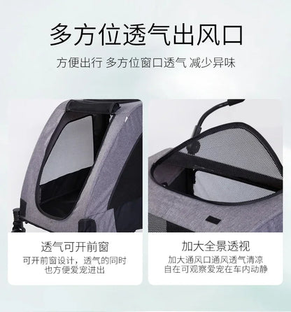 2027functional medium and large pet carts for outdoor travel, large size walking dog carts, portable and foldablePet Strollers